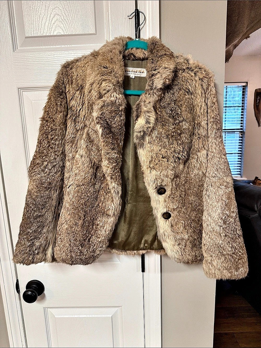 Rabbit Fur Teddy Jacket Brown Small